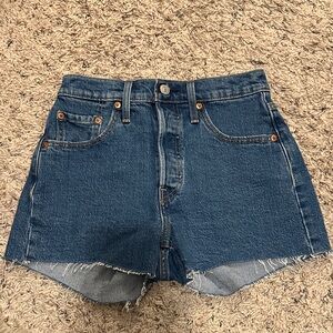 Levi's 501 Original Fit High-Rise Dark Blue Denim Cutoff Shorts